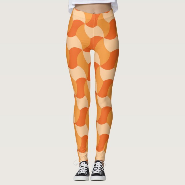 Legging Formas geométricas de laranja: Azulejo Abstrato (Frente)