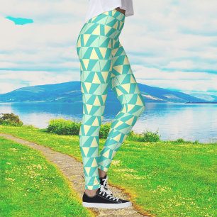 Legging Formas Geométricas em Turquesa e Amarelo