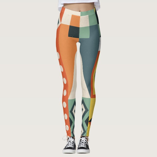 Legging Formas geométricas, fundo simples plano. (Frente)