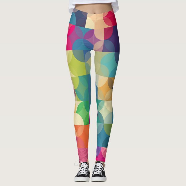 Legging Formas Geométricas Multicolores Modernas (Frente)