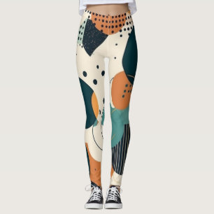 Legging Formas Orgânicas Abstratas Futuristas Azul Coral T
