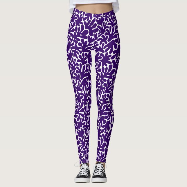 Legging Formas Orgânicas Abstrato 240822 - Roxo Profundo (Frente)