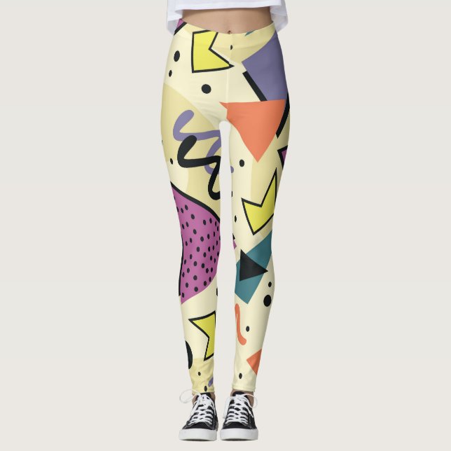 Legging Formas Retroativas Memphis Nostálgicas (Frente)