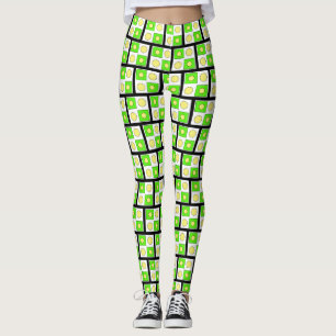Legging Formas verde limão Amarelo e Abstrato Laranja