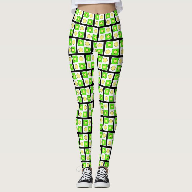 Legging Formas verde limão Amarelo e Abstrato Laranja (Frente)