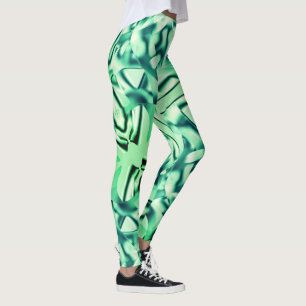 Legging Formas verdes curvas de acrílico, alguns tons de 