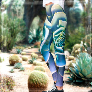 Legging Foto de cactos suculentos verdes, na moda moderna 