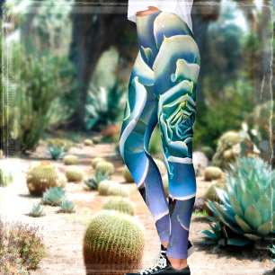 Legging Foto de cactos suculentos verdes na moda moderna s