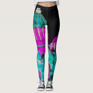 Legging Foto de escultura de gelo em magenta e chá