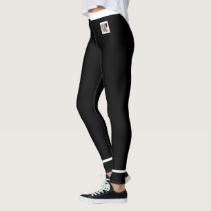 Legging Foto de estimação de gato personalizada listrada e