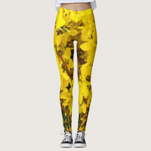 Legging Foto de Hippie Floral Amarelo