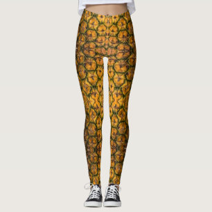 Legging Foto Dourada do padrão de textura do ananás