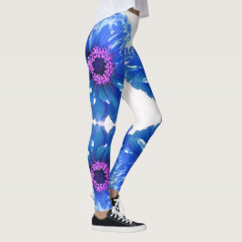 Legging Foto floral azul-margarida