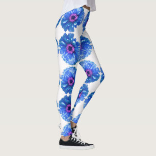 Legging Foto floral azul-margarida