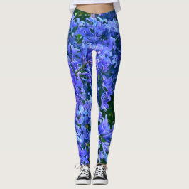 Legging Foto floral azul roxa-azul romântica azul