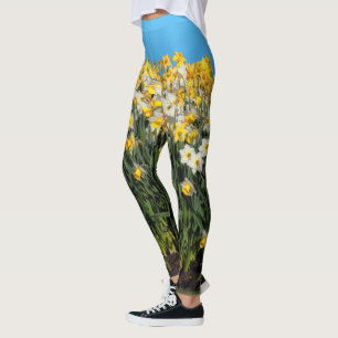 Legging Fotografia Floral de Daffodils De Dois Tons Incrív