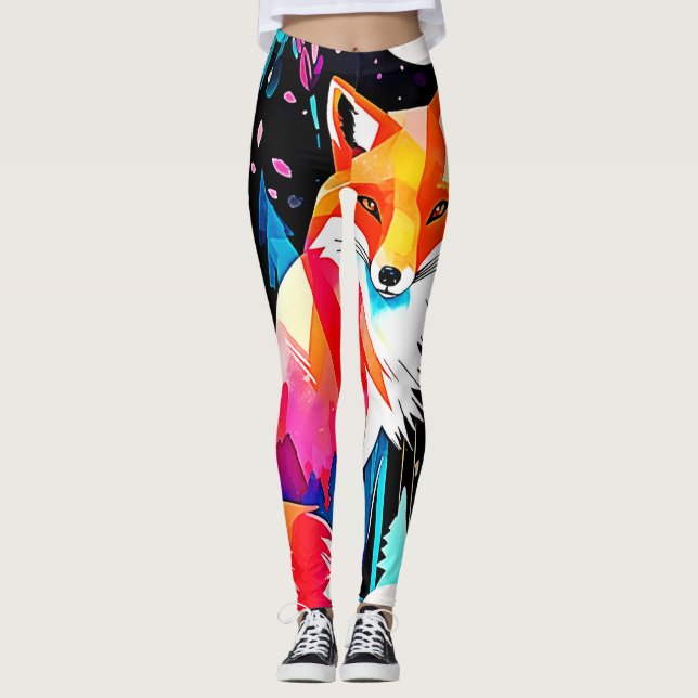 Legging Fox Abstrato Art Colorida (Frente)