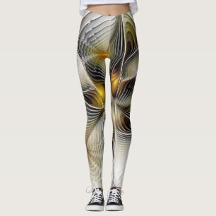 Legging Fractal Abstrato 3D De Illusão Óptica Com Profundi