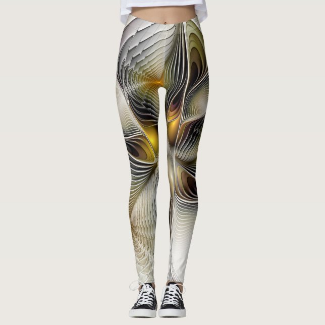 Legging Fractal Abstrato 3D De Illusão Óptica Com Profundi (Frente)