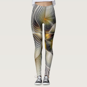 Legging Fractal Abstrato 3D De Illusão Óptica Com Profundi