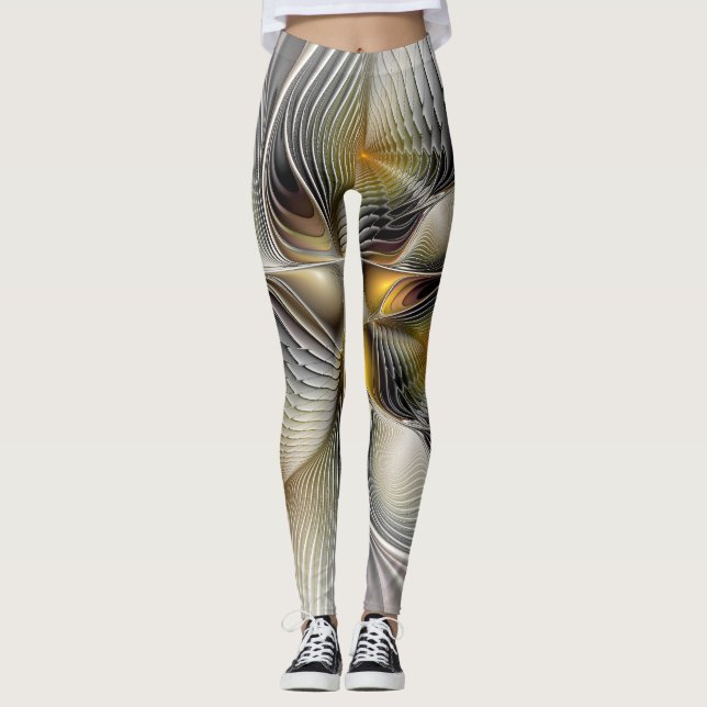 Legging Fractal Abstrato 3D De Illusão Óptica Com Profundi (Frente)