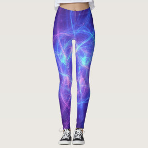 Legging Fractal Abstrato azul e rosa suave