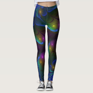 Legging Fractal Abstrato de Disquete Moderno e Luminoso Co