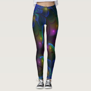 Legging Fractal Abstrato de Disquete Moderno e Luminoso Co