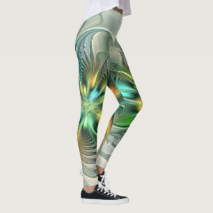 Legging Fractal abstrato moderno da flor da fantasia