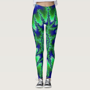 Legging Fractal Azul e Verde Colorida