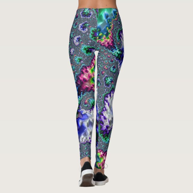 Legging Fractal de Abstrato espiral com ranhura colorida (Verso)