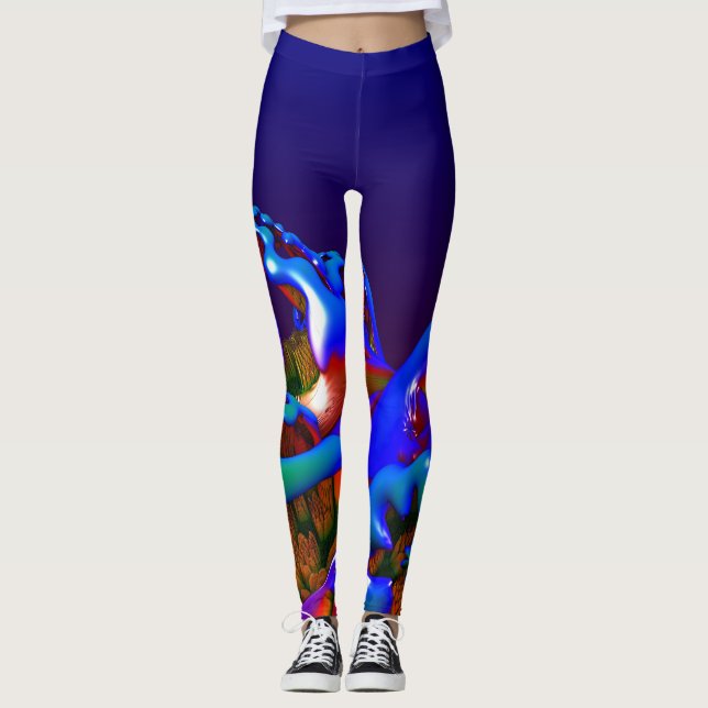 Legging Fractal de abstrato nova idade projetado (Frente)