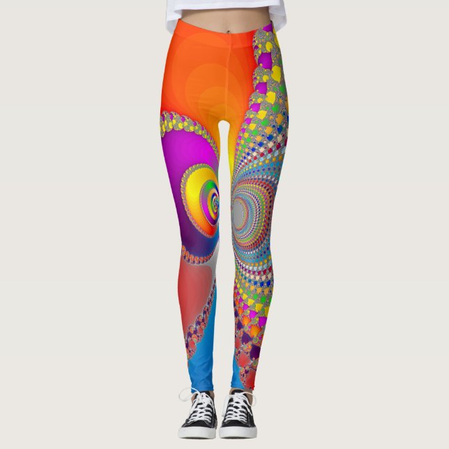 Legging Fractal espiral colorido (Frente)