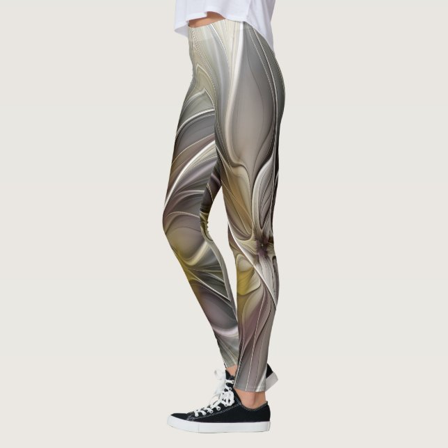 Legging Fractal Floral, Flor Fantasia com Cores da Terra (Esquerda)