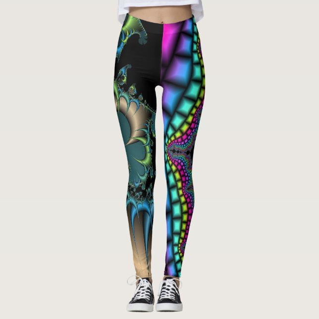 Legging Fractal fraturado impressionante (Frente)