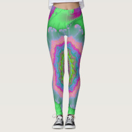 Legging Fractal Verde e Pêssego Colorido