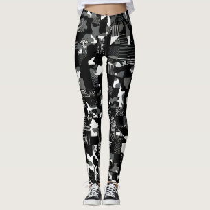 Legging "Fractura" - Padrão de Camuflagem Preto e Branco 