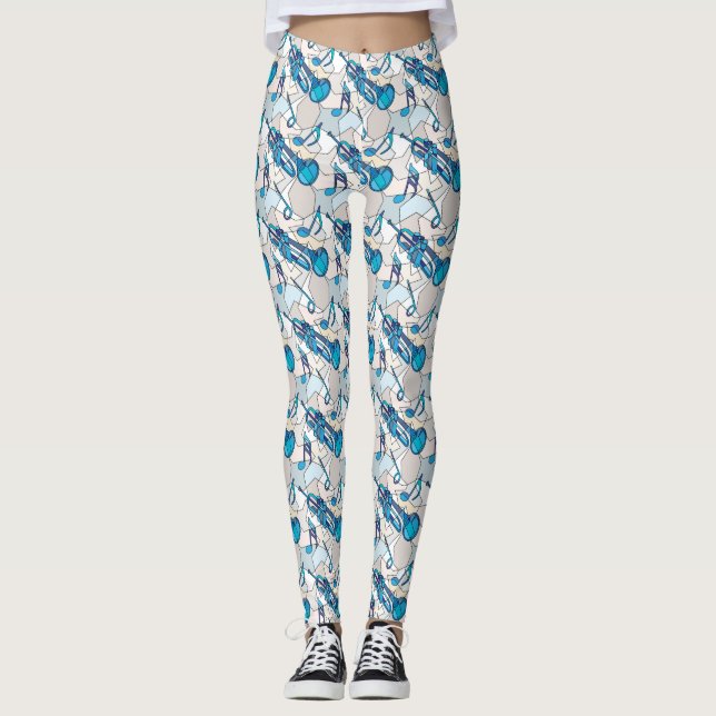 Legging Fragmentos de Nota Musical de Trompete (Frente)