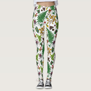 Legging Framboesas, folhas e insetos em branco