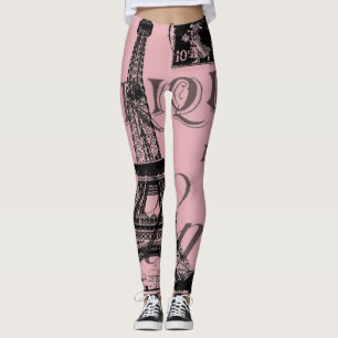 Legging frança viagem chic pink vintage paris eiffel torre