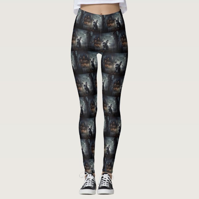 Legging Francês Bulldog Halloween Scary (Frente)