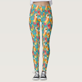 Legging Frangos de Abstrato de Cartoon Whimsso Engraçados