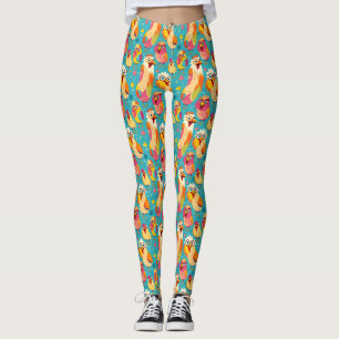 Legging Frangos de Abstrato de Cartoon Whimsso Engraçados