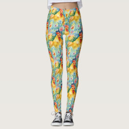 Legging Frangos de Estilo de Cores Aquáticas
