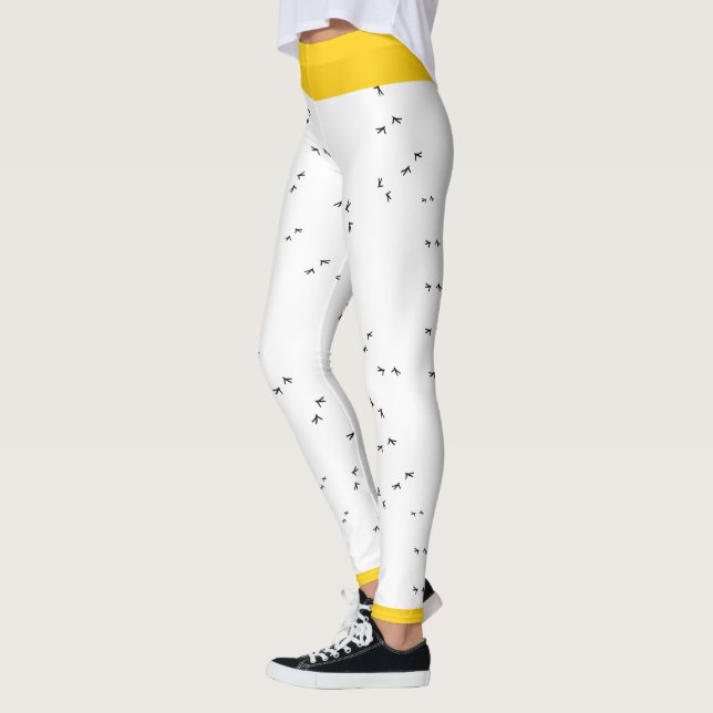 Legging Frangos de frango preto e branco | Pop amarelo (Esquerda)