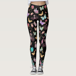 Legging Frascos de perfume, flores, borboletas aquarela