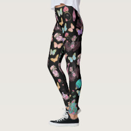 Legging Frascos de perfume, flores, borboletas aquarela