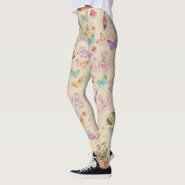 Legging Frascos de perfume, flores, borboletas aquarela