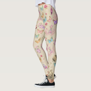 Legging Frascos de perfume, flores, borboletas aquarela