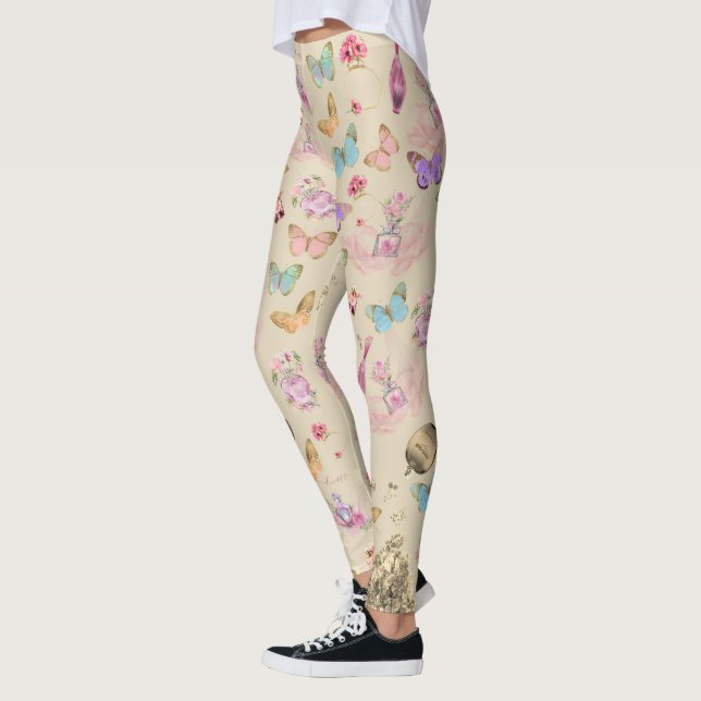 Legging Frascos de perfume, flores, borboletas aquarela (Esquerda)